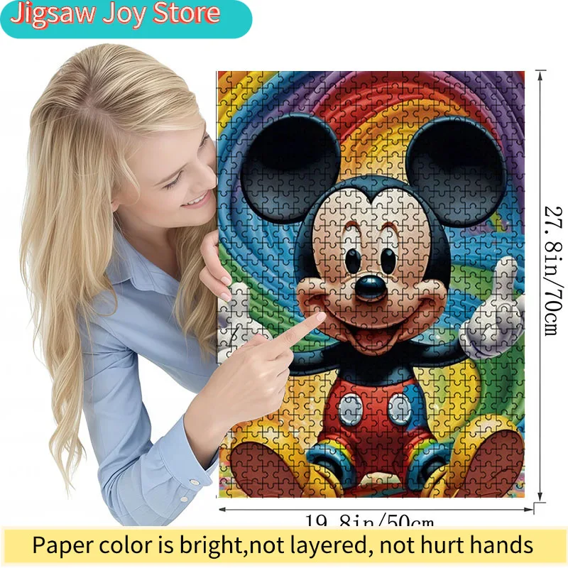 Disney  Colorful Cartoon Character Jigsaw Puzzle Family Interaction & Fun Gift, Vibrant Abstract Design, Mickey Mouse pattern
