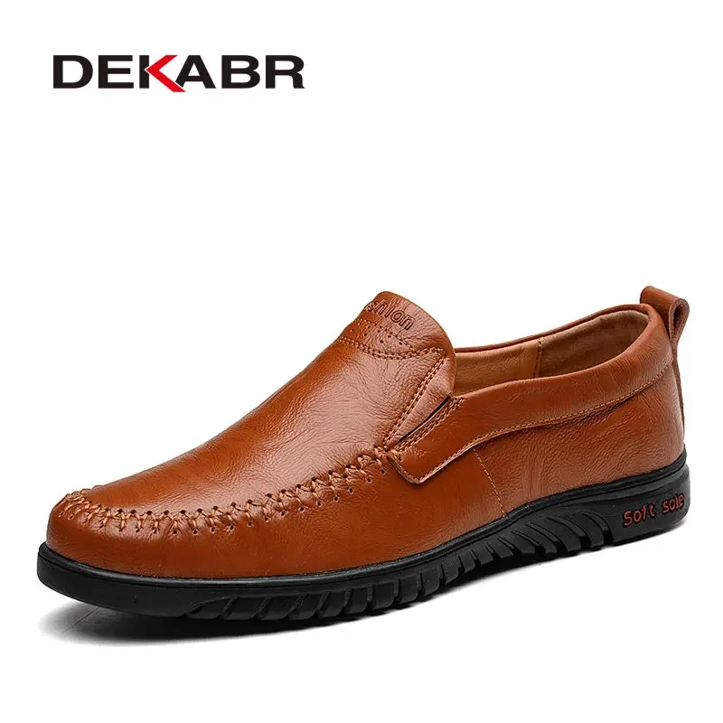 DEKABR Genuine Leather Men\'s Loafers Luxury Men Casual Shoes Fashion Driving Shoes Breathable Slip on Moccasins Size 37~47