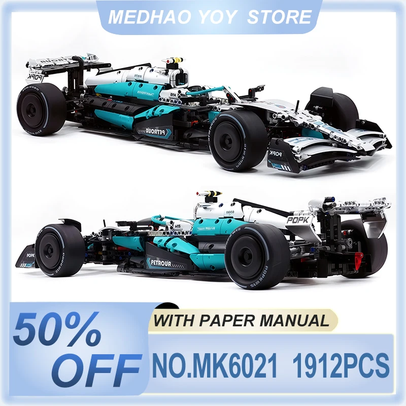 

High-quality MK6021 F1-WI5 formula 1 Racing-inspired Building Blocks 1:8 Cool Vehicle Sticker Puzzle DIY Toys Christmas Gift Kid
