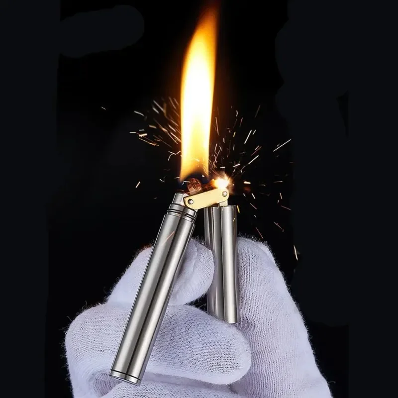 Nunchaku Lighter, Brass Windproof Mini Retro Grinding Wheel Igniter, Men's Smoking Accessories, Suitable for Christmas Gifts New