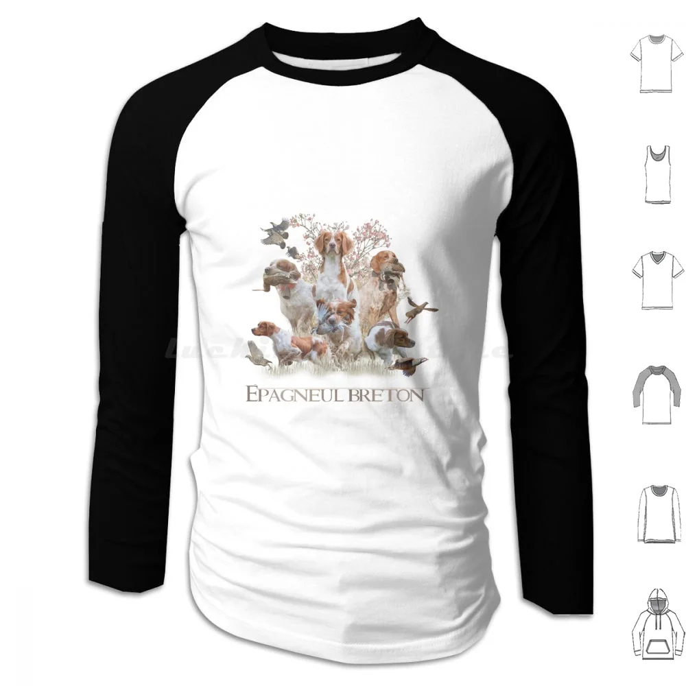 Epagneul Breton, Sudadera con capucha de algodón de manga larga, francés, británico y español, Wiegref