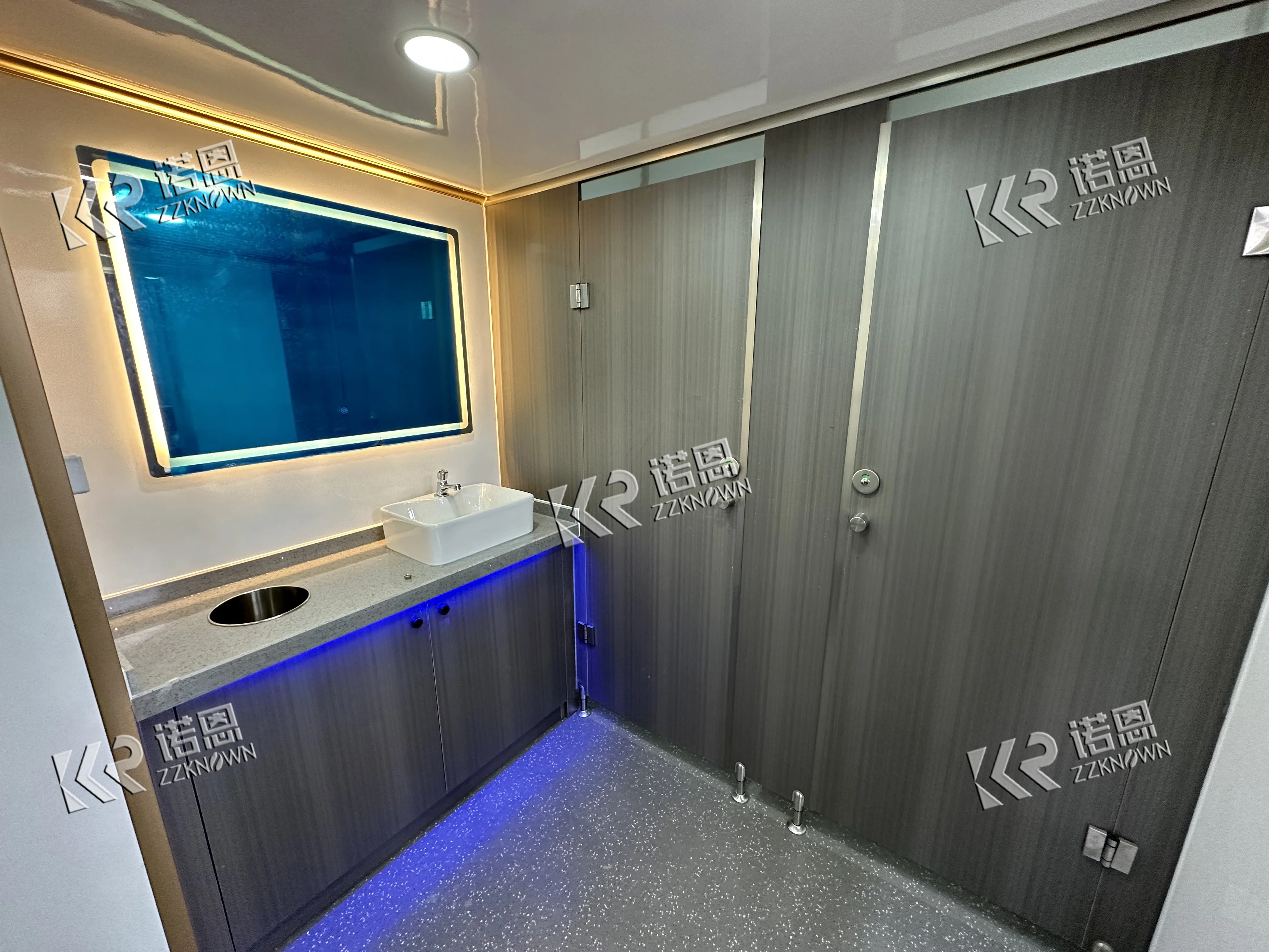 Reboque de vaso sanitário portátil de 26 pés, banheiro móvel com chuveiro, banheiro ao ar livre, casa móvel