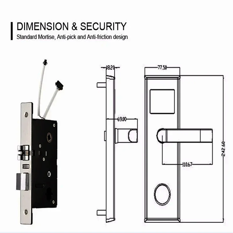 Smart RFID Card Electric Door Lock Stainless Steel High Quality Hotel Door Lock for Security Home Automation