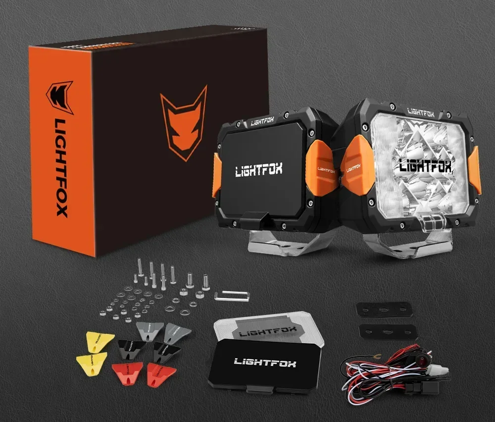 LIGHTFOX 160W LED ضوء العمل 9 بوصة مكعب ضوء العمل جراب 4x4 على الطرق الوعرة LED القيادة الخفيفة