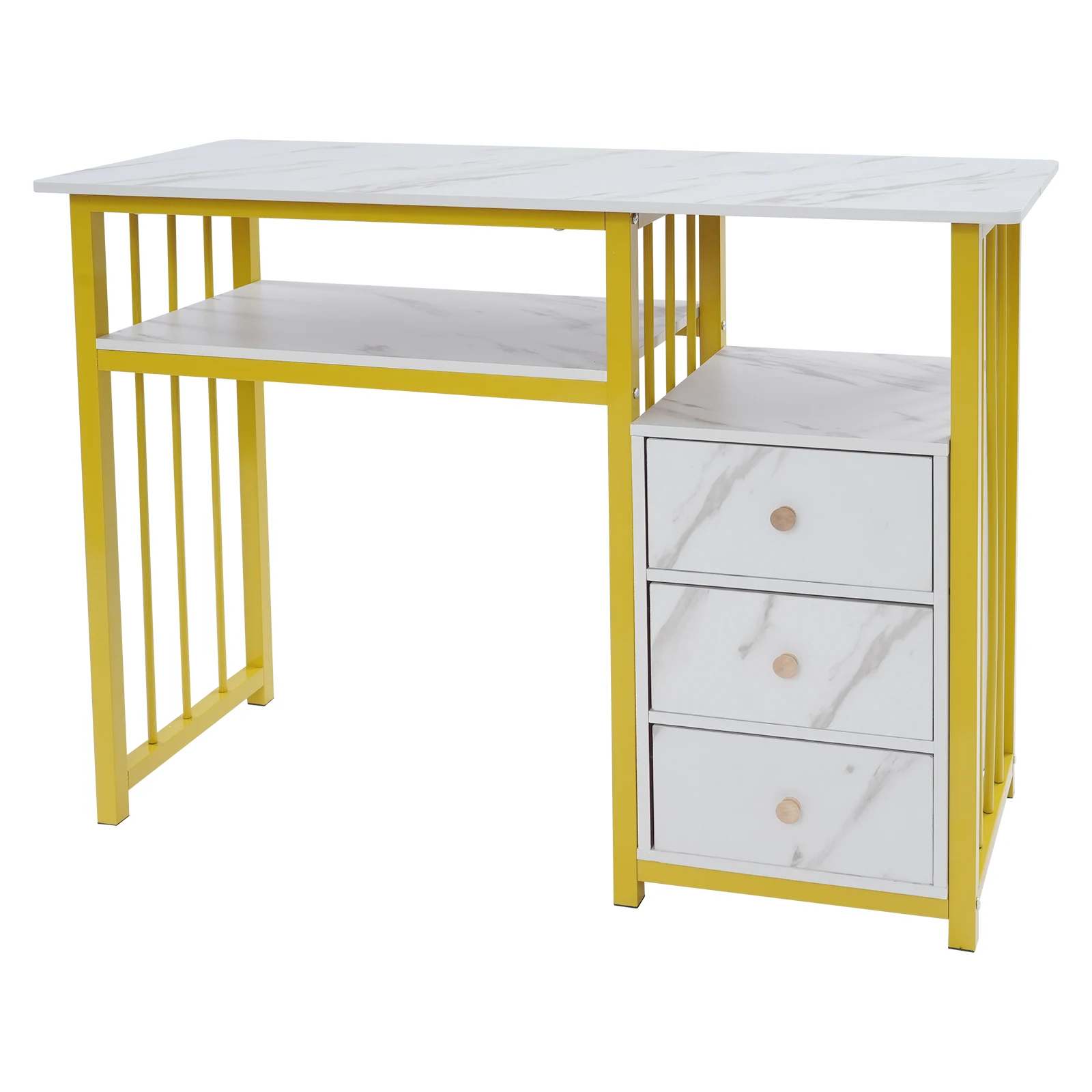 

Nail Table, Bedside Table, Overbed Table, 39.3*15.7*29.9in Manicure Station with Three Drawers, Durable, Stable Steel Frame, Spacious Organizer for Salon Spa Home