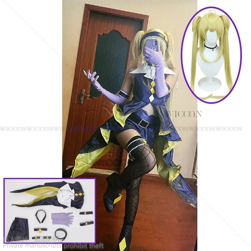 Anime Shugo Chara Lolita Tsukiyomi Hoshina Utau Dark Jewel Cosplay Costume Wig Top Short Hallowen Carnival Party Sexy Woman Suit