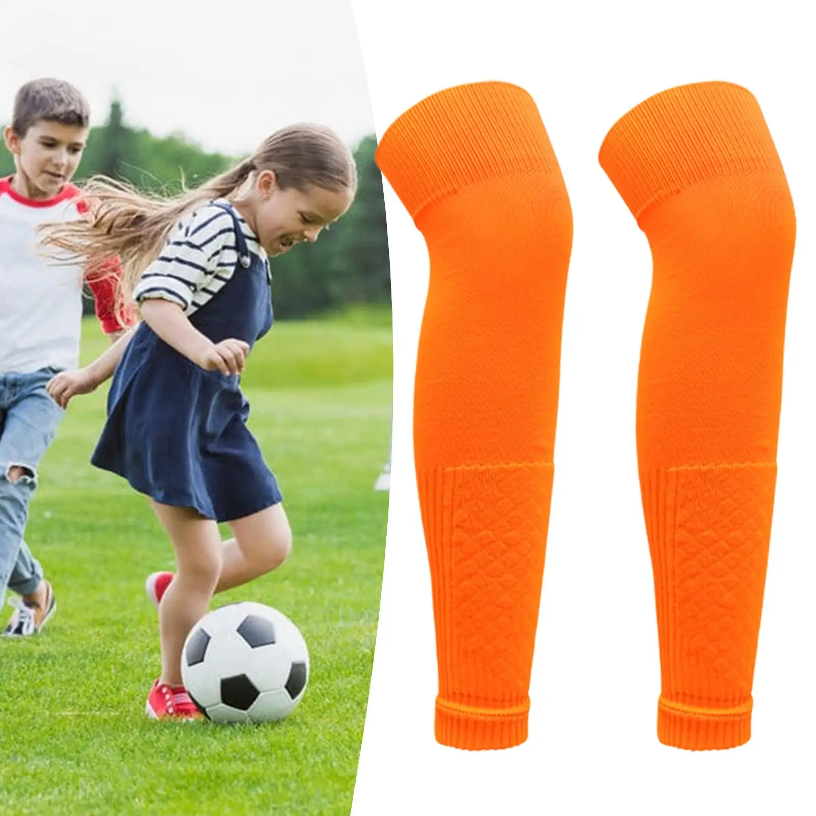 ถุงเท้าฟุตบอลสําหรับเด็กถุงเท้ากีฬาถุงเท้าเข่าBreathable Moisture-Wickingป้องกันฟุตบอลเกียร์กีฬาGuardsสําหรับชายหญิง