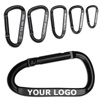 20pcs Custom Metal Carabiner Clip D Shape Spring Hook Buckle Engraved Aluminum Alloy Keychain for Camping Hiking Outdoors