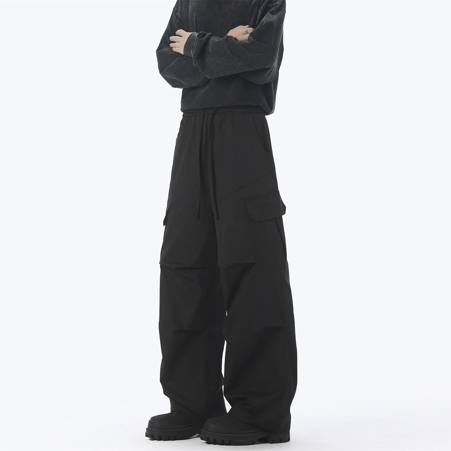 

LAPPSTER черные зимние толстые брюки-карго корейские рабочие брюки мужская уличная одежда повседневные широкие брюки для бега осенние свободные мужские брюки