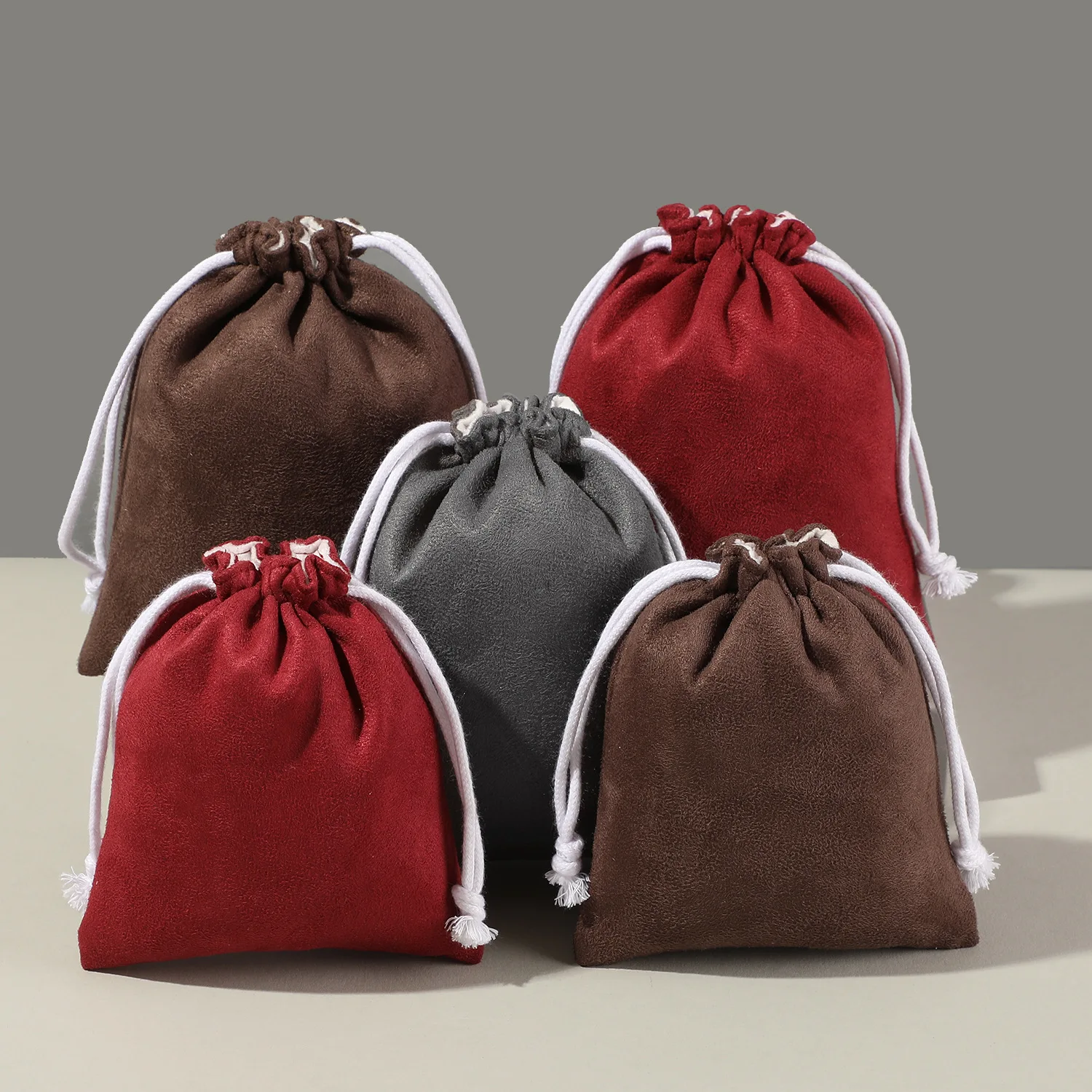 

20pcs/lot 12*15cm 14*18cm Double-sided Deerskin Velvet Bags Drawstring Pouches Dustproof Gift Packaging Bag Customize Logo