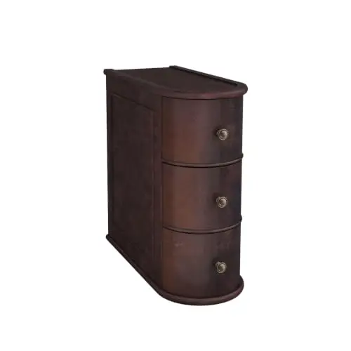 Solid Wood Sofa Side Table Cherry Wood Color End Table | Semi-circular design 3 Drawers with a thickened top panel ＆