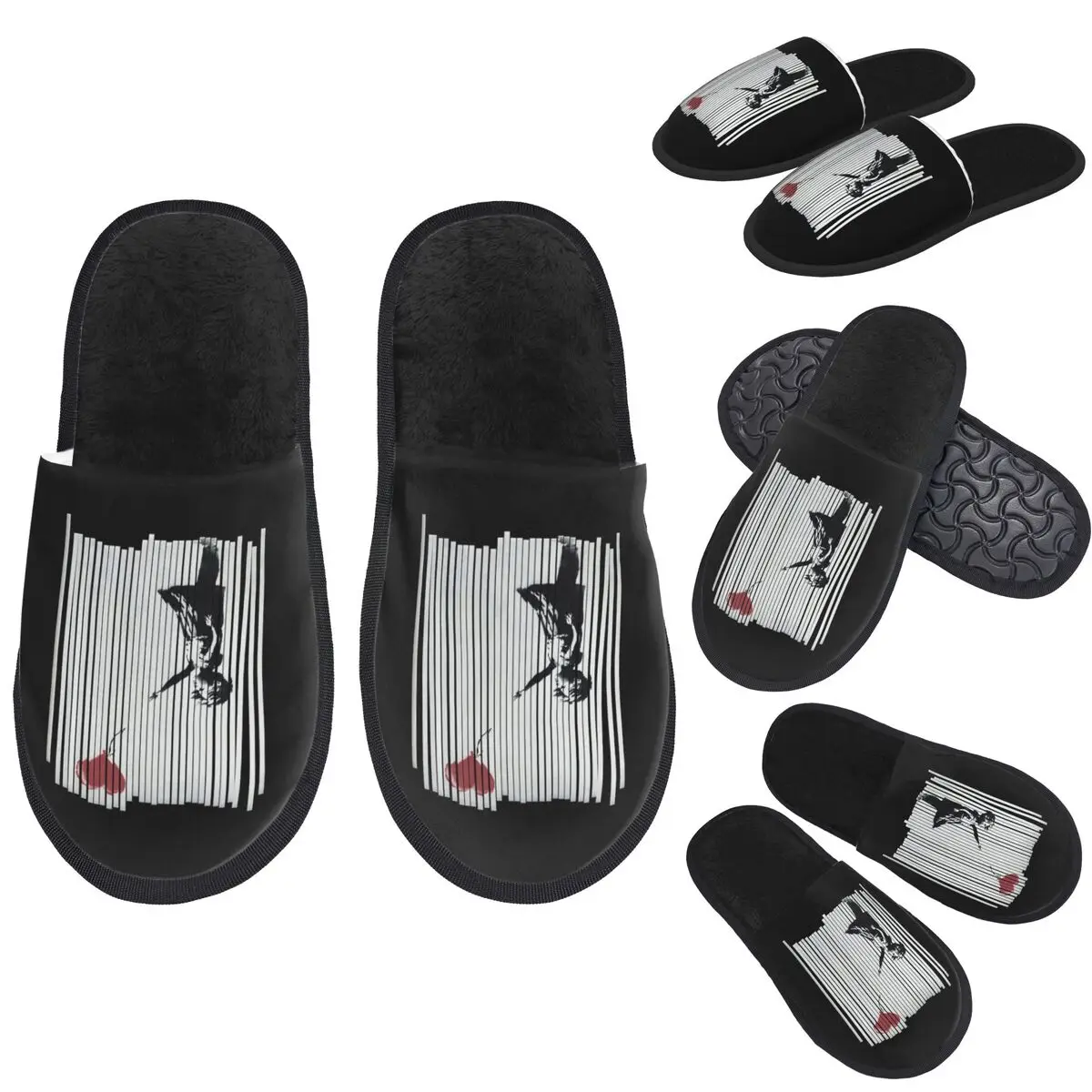 Custom Hey! I Fixed It! Banksy Shredded Balloon Girl Slippers Memory Foam Warm Soft Women House Slipper Bedroom Comfy Shoes