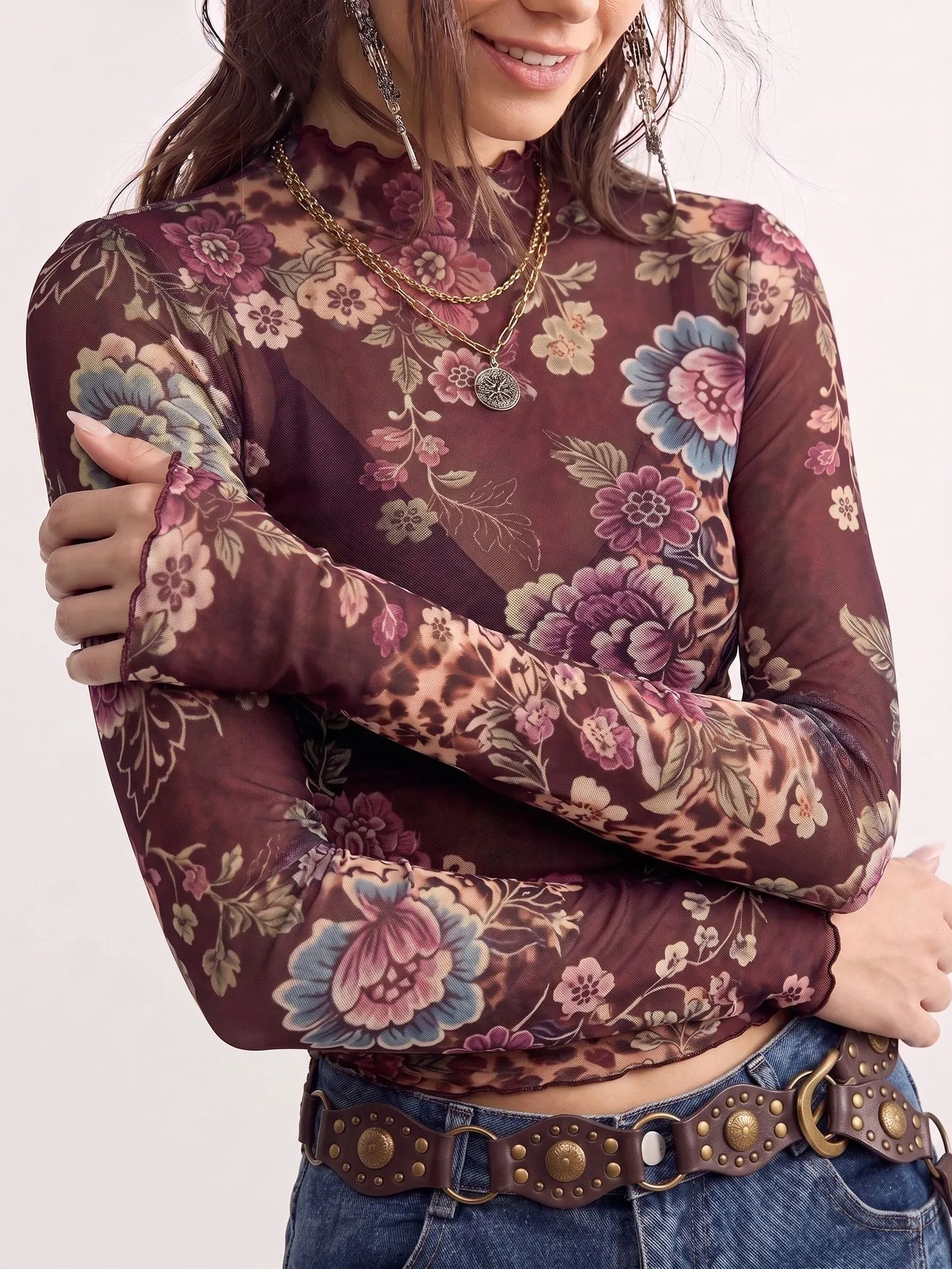 Printed Long Sleeve Top Regular Length Streetwear with Long Sleeve Shirts for Women Daily Party Travel Date Pullover T Shirt