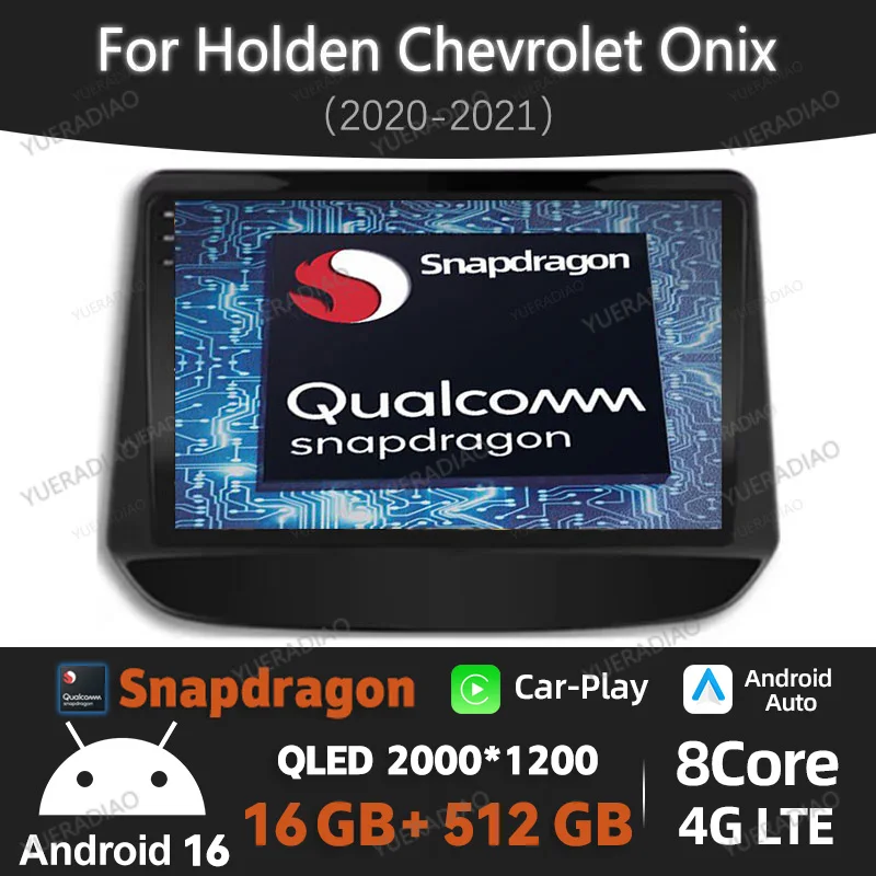 Radio para Auto Android 16 para Holden Chevrolet Onix Cavalier 2020-2021, Unidad Principal GPS NAVI, 4G LTE, 5G WIFI, QLED, BT, Qualcomm, 2DIN