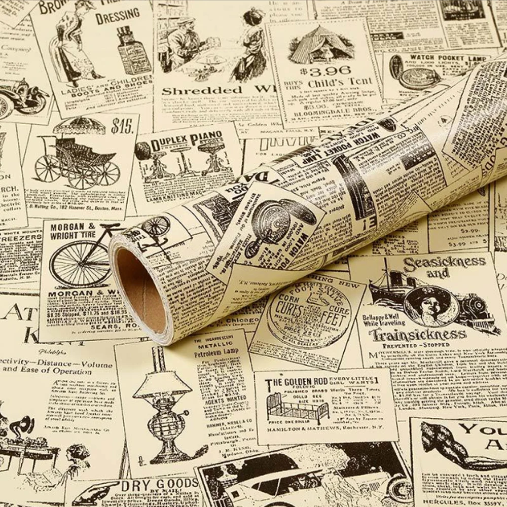 45 سنتيمتر خمر ورق حائط ذاتي اللصق قشر عصا للإزالة الرجعية جدار ديكور لغرفة النوم HomeDIY الحنين الديكور الجدار ملصق