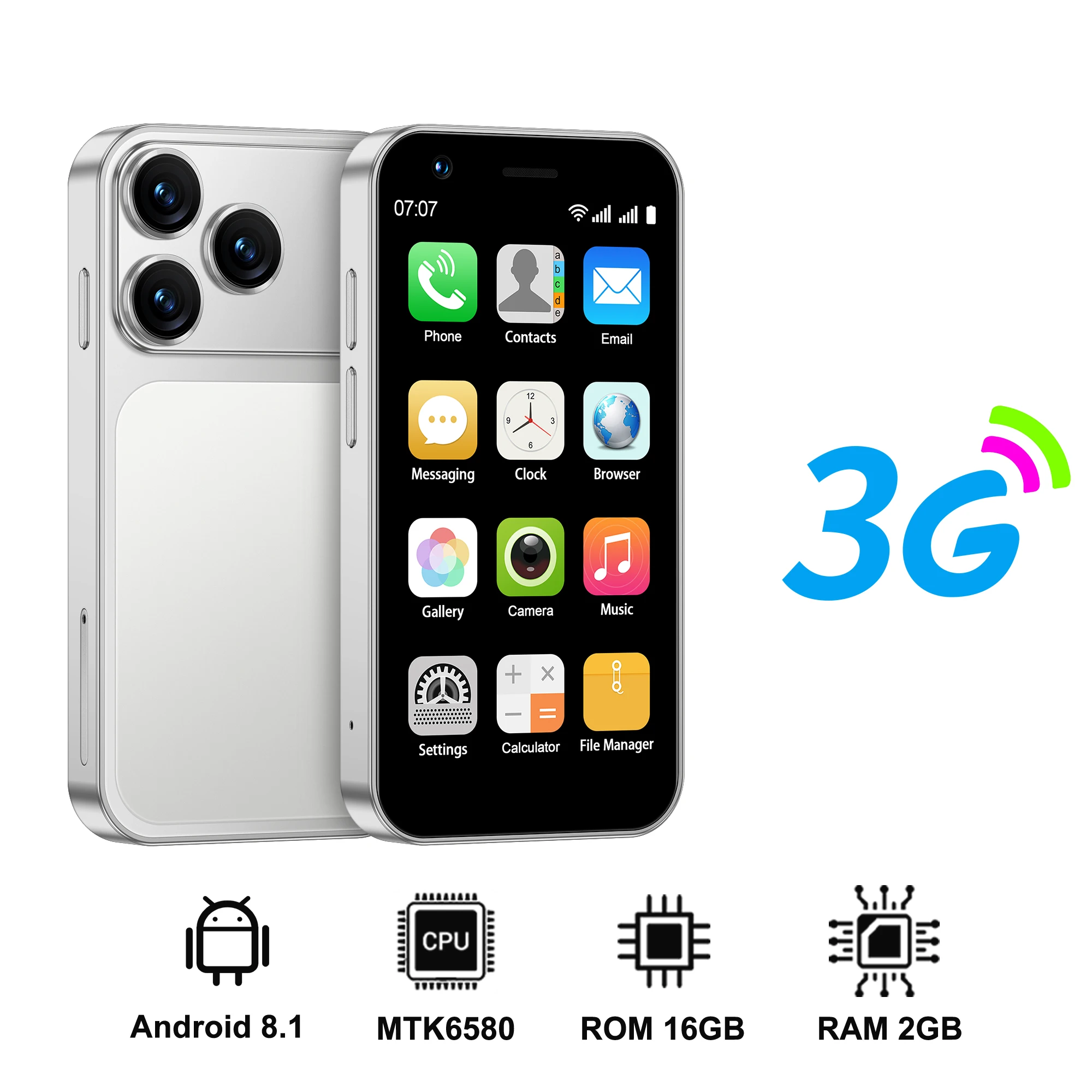 SERVO 18SE MINI 3G Taschen-Smartphone Android-System Google Play 16 GB ROM 2 MP Kamera WiFi Super kleine Smartphones 2 SIM Standby