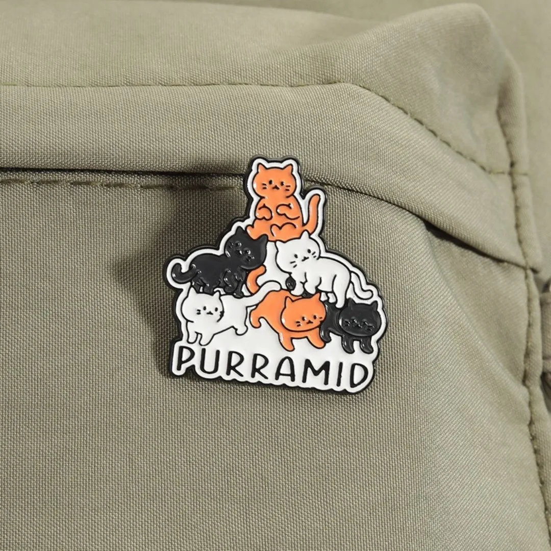 Cute Cat Pyramid Enamel Pin 