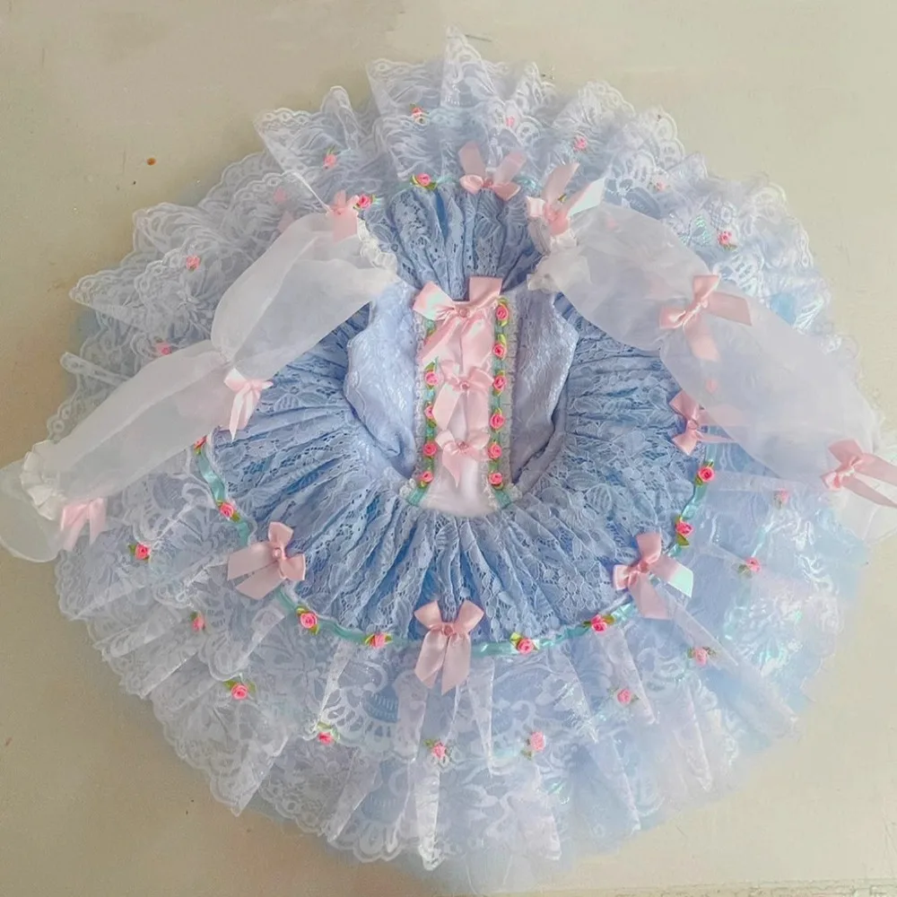 Robe de Ballet Professionnelle pour Enfant Fille et Femme, Tutus, Costume de Performance, Dégradé, Beurre, Fleur