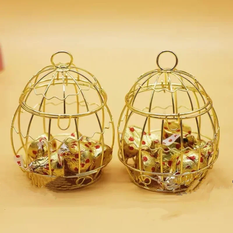 Candy Boxes Gift Box Retro Bird Cage Mini Metal Gold Vintage Baby Shower Favor for Guests Party Birthday Souvenirly Supplies