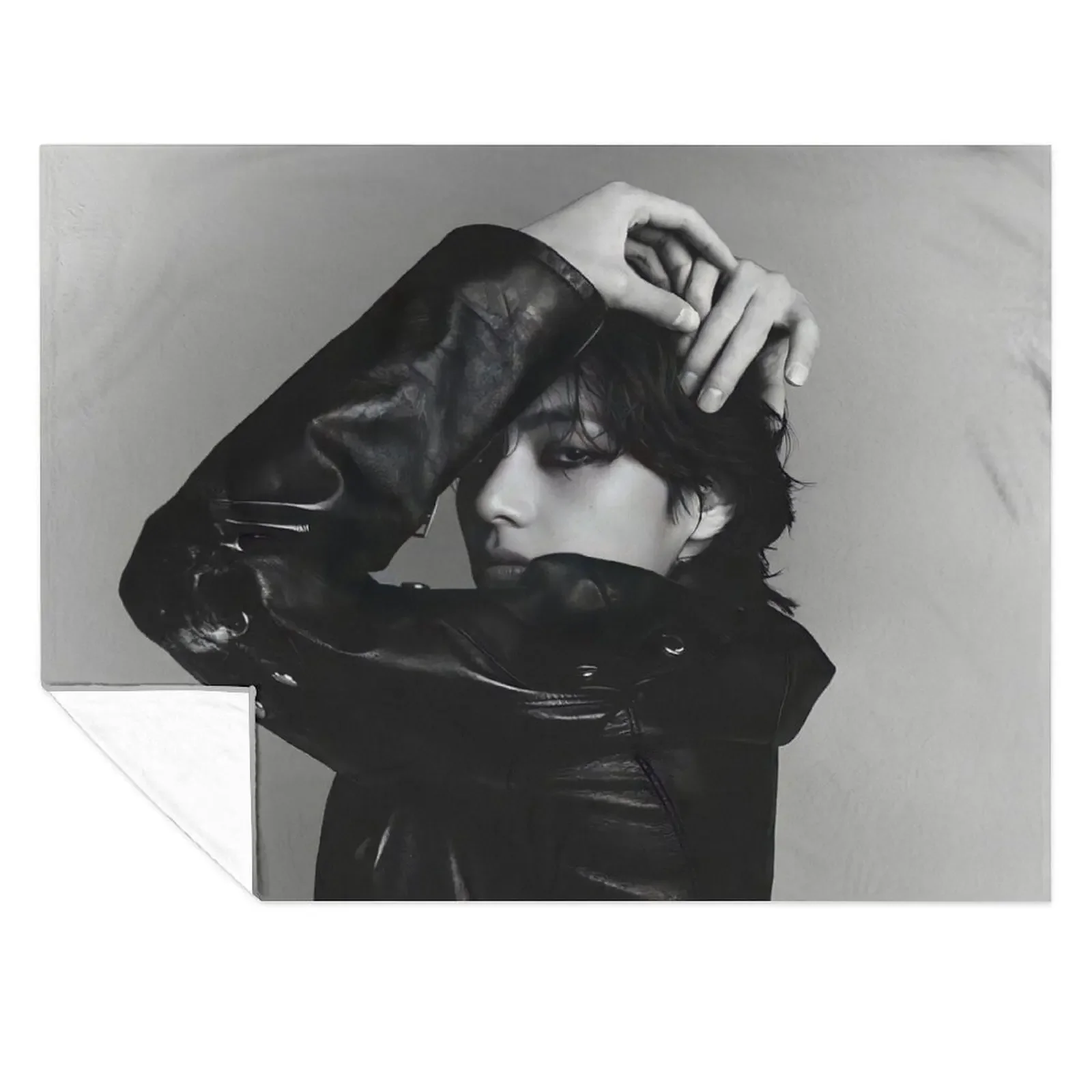 

Taehyung monochrome Layover Throw Blanket Custom Picnic sofa bed Travel Blankets