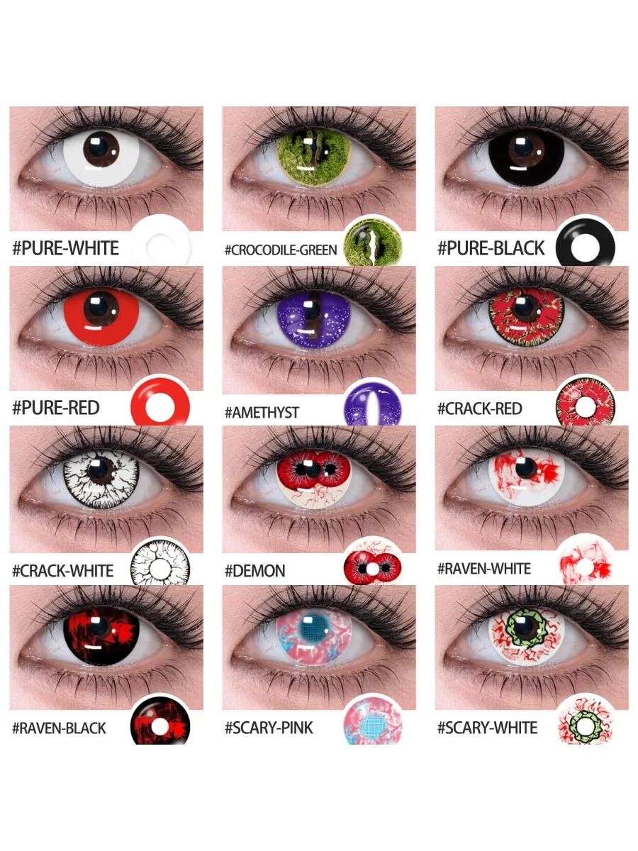 EYESHARE Anime-Zubehör Augenlinsen 1 Paar Cosplay Farbige Kontaktlinsen für Augen Verrücktes Halloween-Make-up Farbige Augenlinsen
