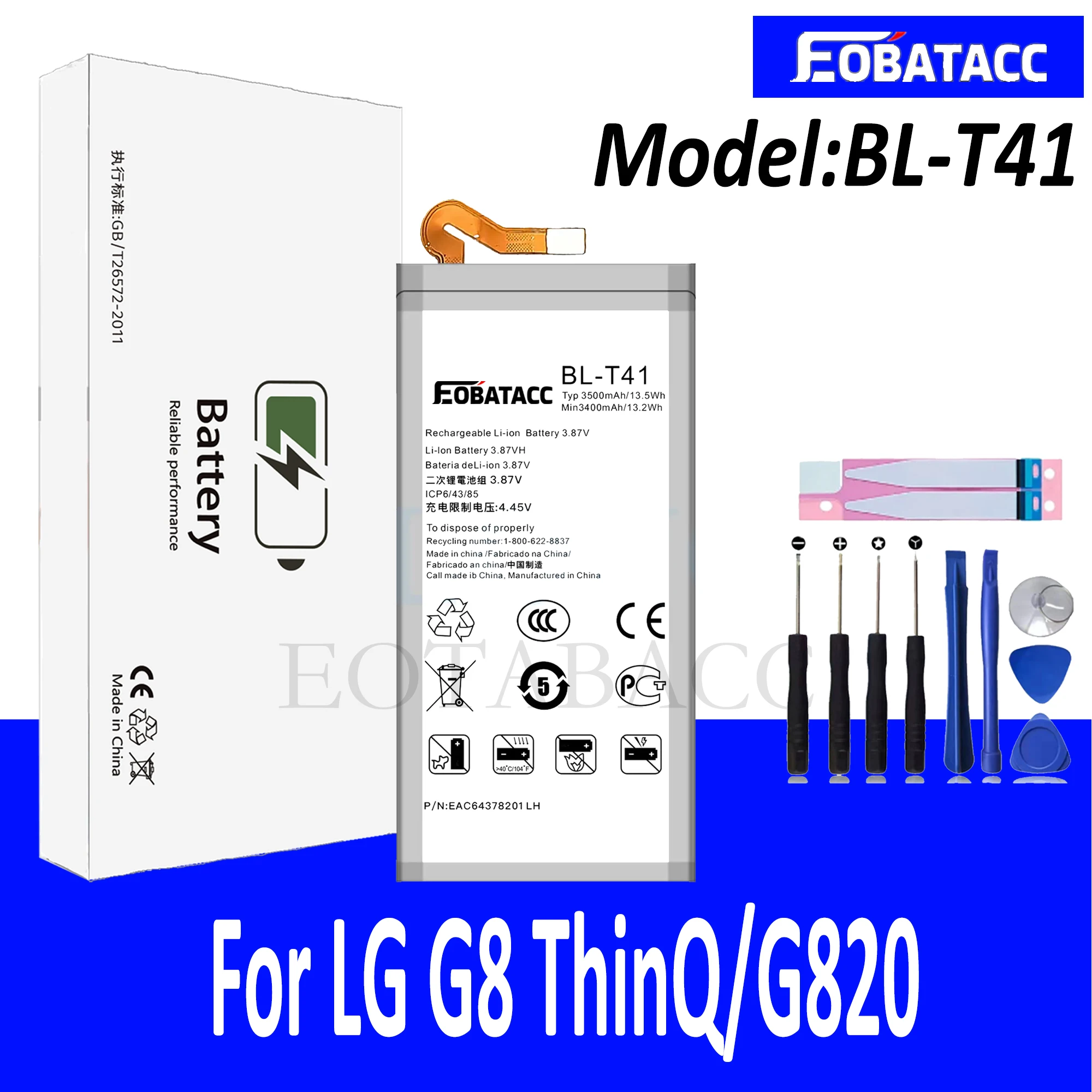 

EOTABACC BL-T41 Battery For Lg G8 ThinQ LMG820QM7 LMG820UM1 LM-G820UMB LMG820UM0 LM-G820N Mobile Phone Bateria + Free tool