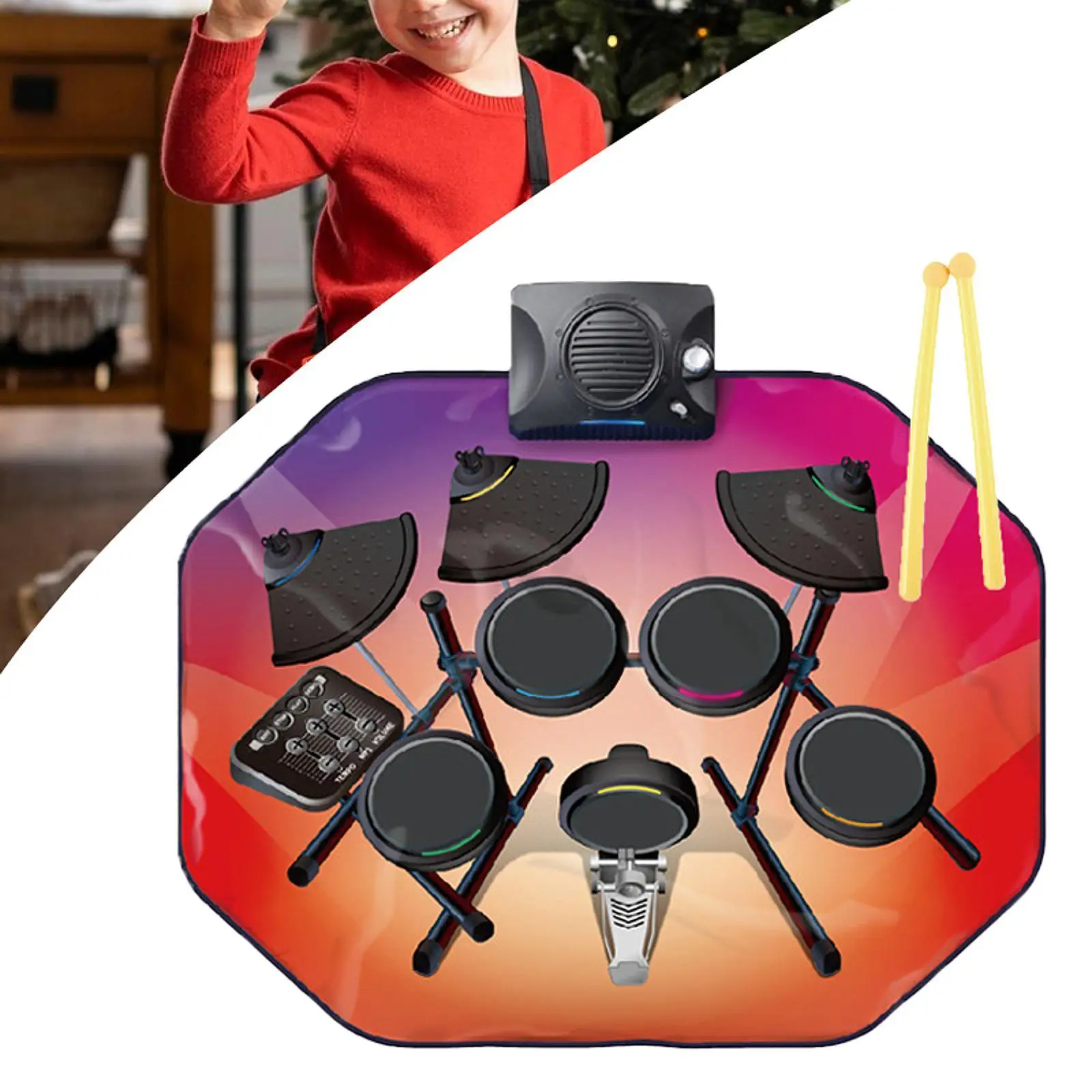 Electronic Drum Set Light up Hand Roll Drum Set for Kids Boys Girls Toddlers