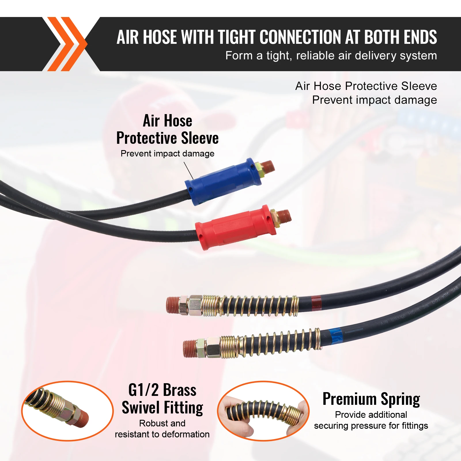SucceBuy Semi Truck Air Lines Kit 3-in-1 Air Hoses&ABS Power Line Plug Electrical Cord Cable&Rubber Air Lines Hose Assembly Kit