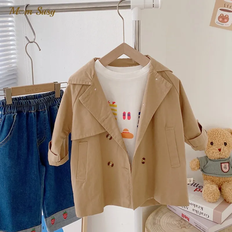 Fashion Baby Girl Boy Trench Cotton Infant Toddler Kid Windbreak Jacket Autumn Spring Dust Coat Baby Outwear Clothes 1-7Y