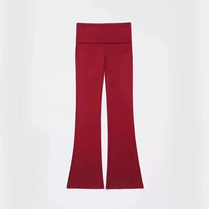 Badblood Top Quality 1:1 Spice Girls Folding Pants Women Casual Vintage Yoga Pants Embroidered Skinny Sexy Flared