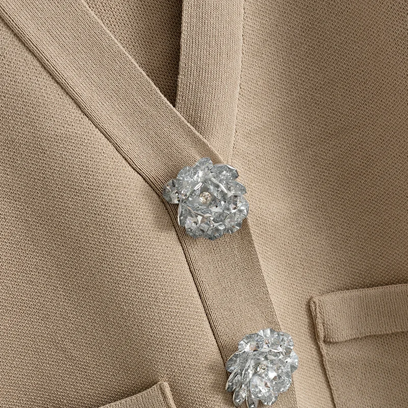 Herfst en winter mode damespak nieuwe V-hals lange mouwen gebreid nep 2-delig vest + elastische taille wijde pijpen broek 2-delige set