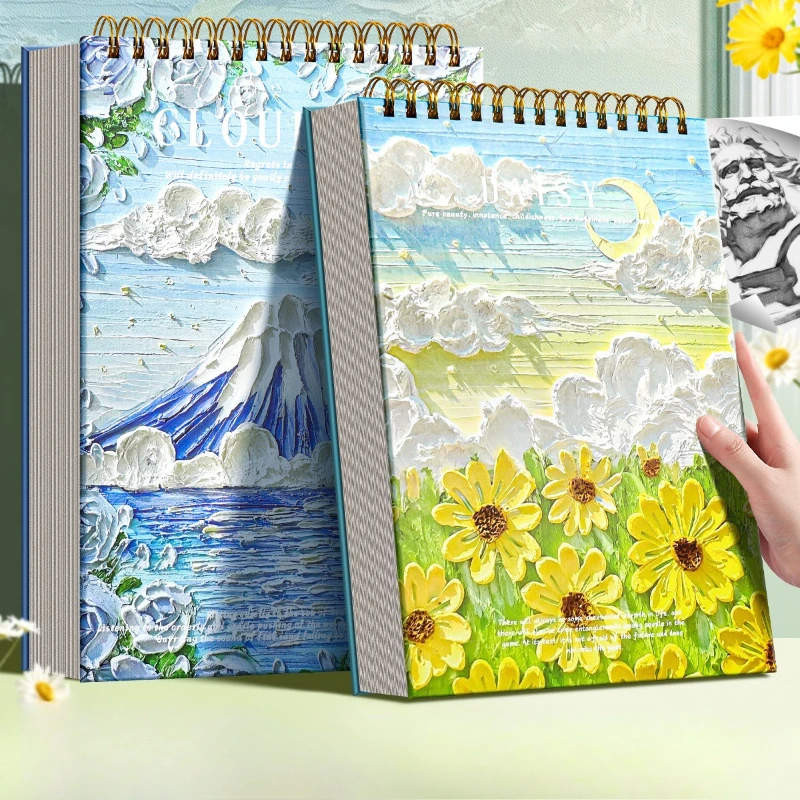 A4/8K Coil Sketchbook Art Student Speed Book Spiral Bound Eco-Friendly Blank Drawing Book 60 Sheets Thickened 160g Art Paper