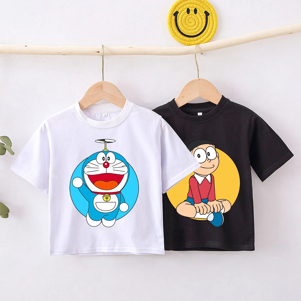 Doraemons Children T Shirt Girl Boy Summer Clothes Cartoon Baby Cotton Tee Shirts Print Short Sleeve Kid Tops Toddler Tees Gift