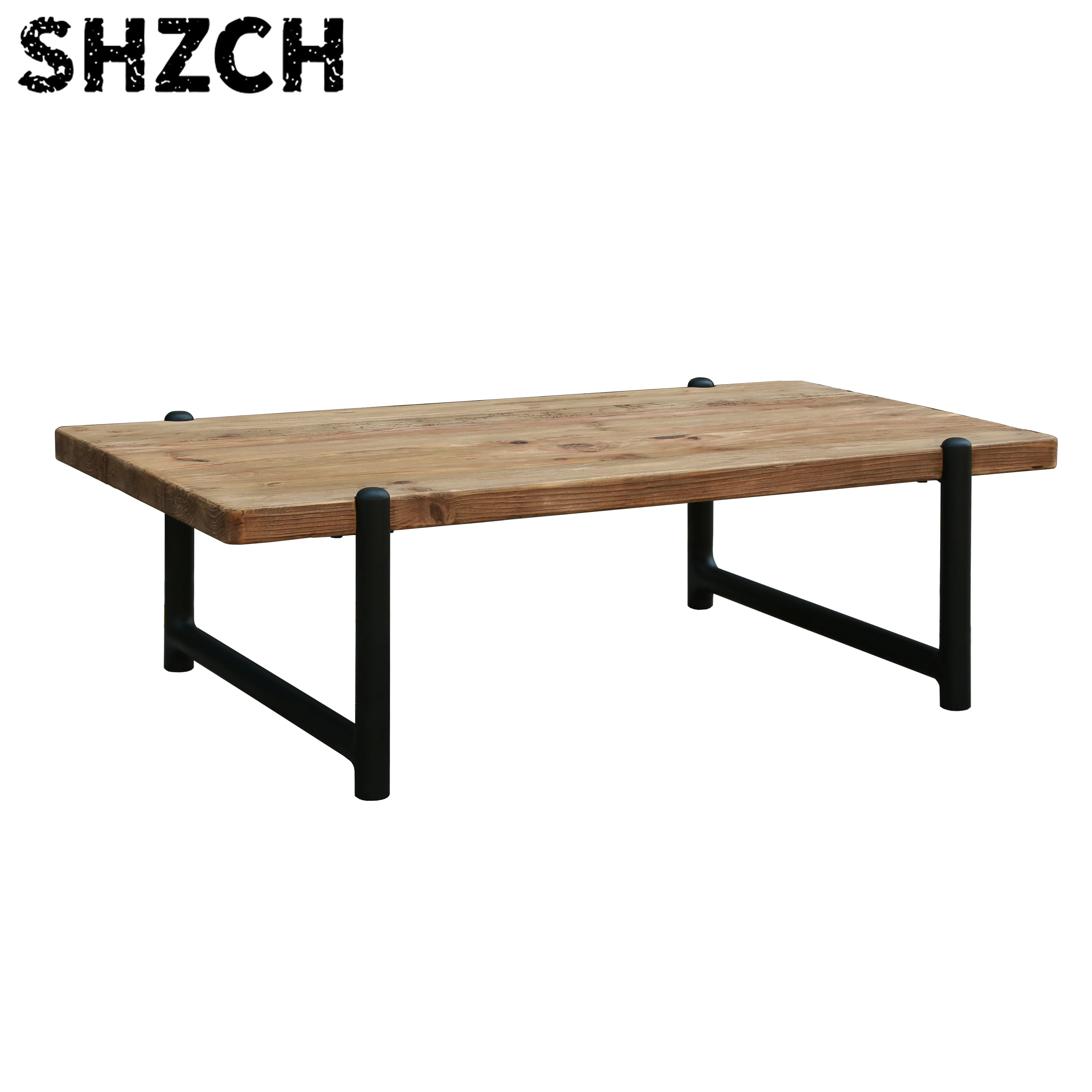 Custom Industrial Style Between Sofa Wrought Iron Wood Rectangular Coffee Table