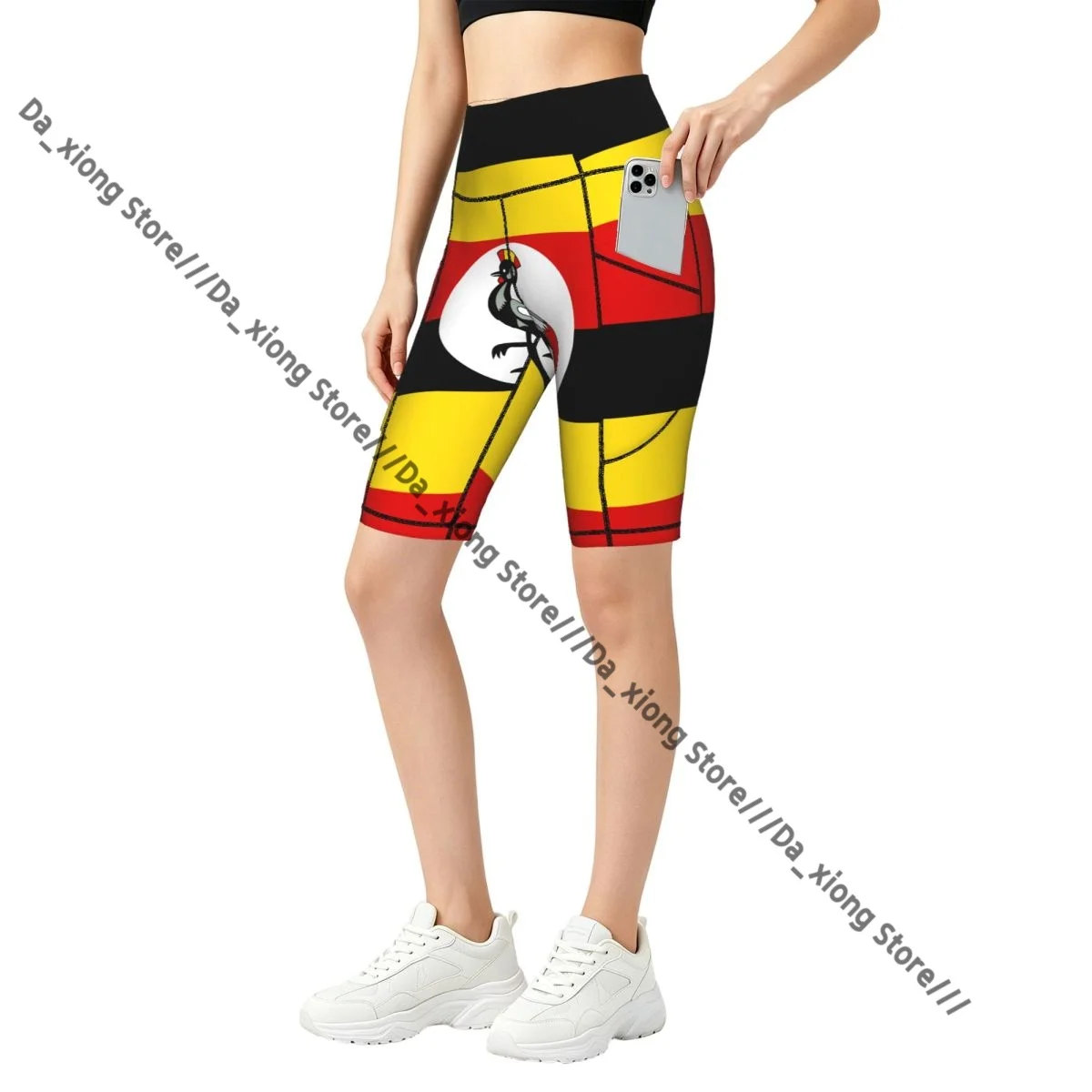 Comfortable Stretchy Yoga Shorts Uganda Flag Women Gym Exercise Sports Trousers