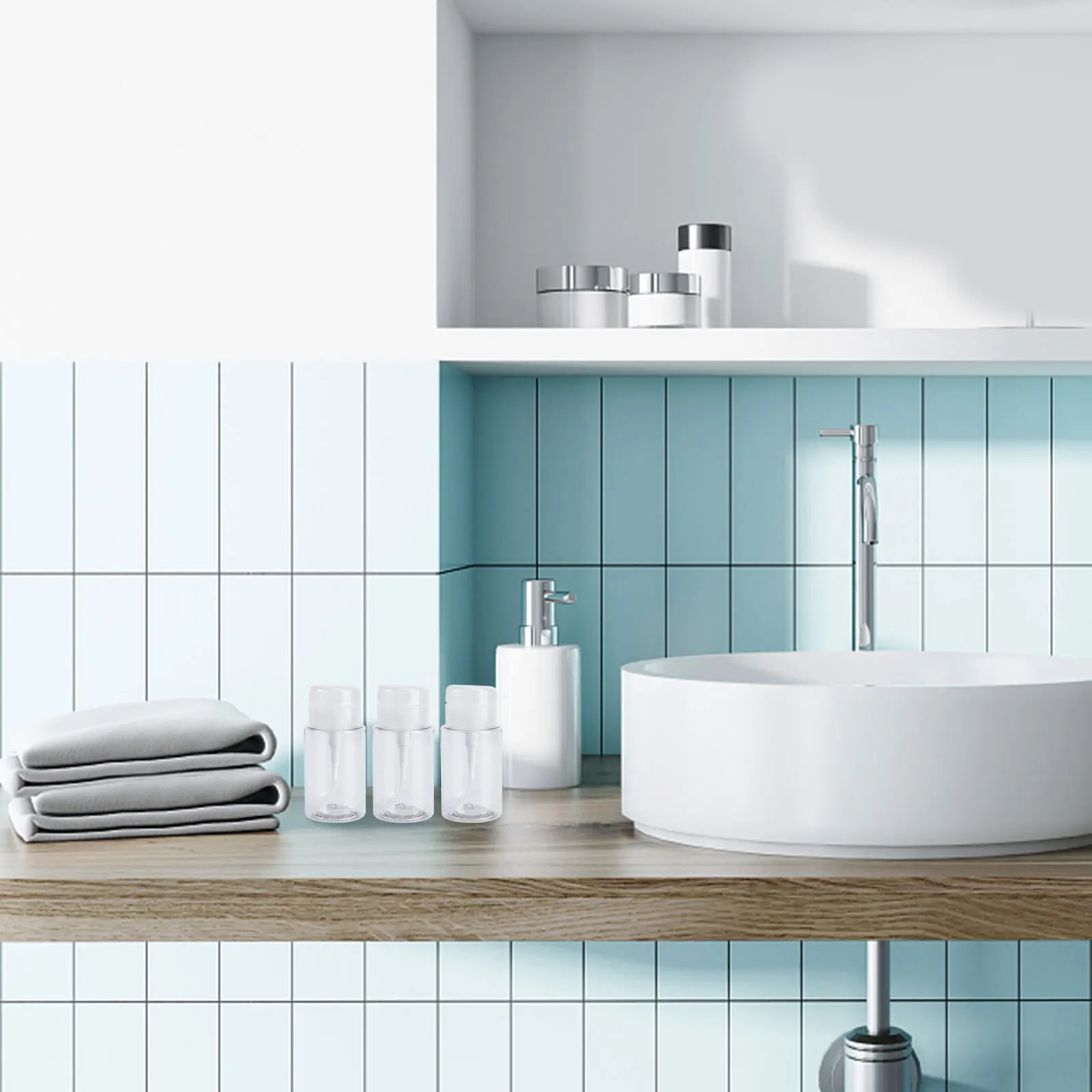 3 قطع زجاجة مضخة لإزالة المكياج 160 مل موزع شفاف خفيف الوزن قابل لإعادة الملء للسفر والصالون المنزلي للاستخدام الخارجي #5