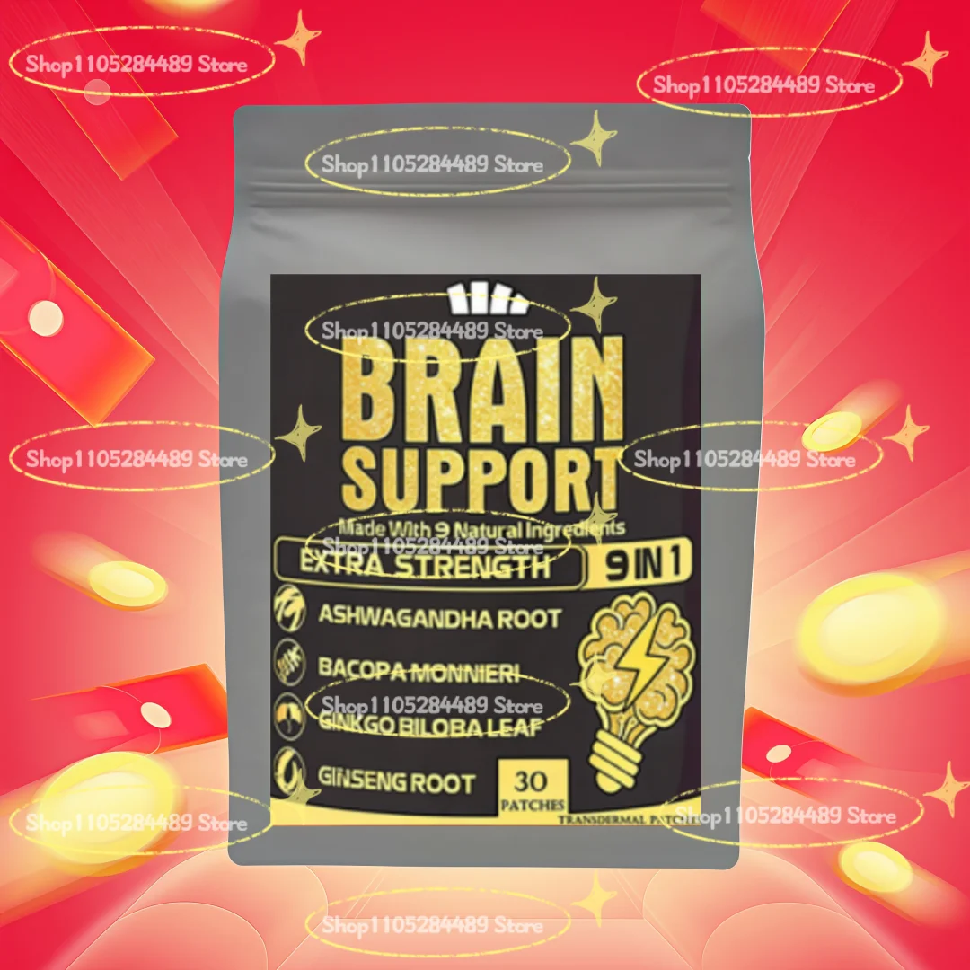 9 In1 Brain Support Transdermal Patches With Ashwagandha Root, Gotu Kola Focus, Memory & Energy Booster 30 Patches