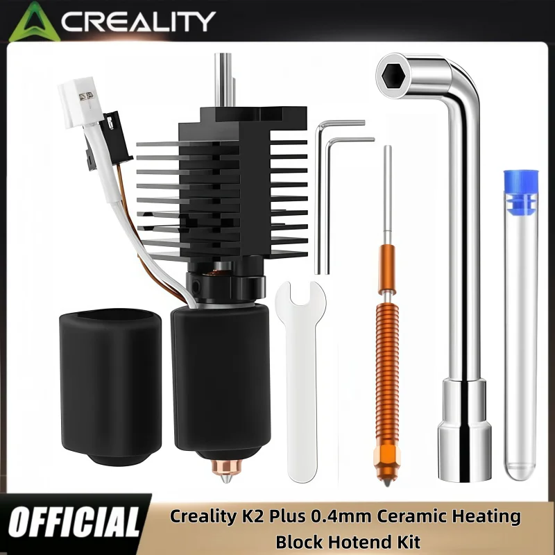 Oficial Creality K2 Plus Ceramic Heating Block Kit, with 0.4mm Quick Swap Nozzle, Silicone Cover, Cleaning Pin and Allen Key