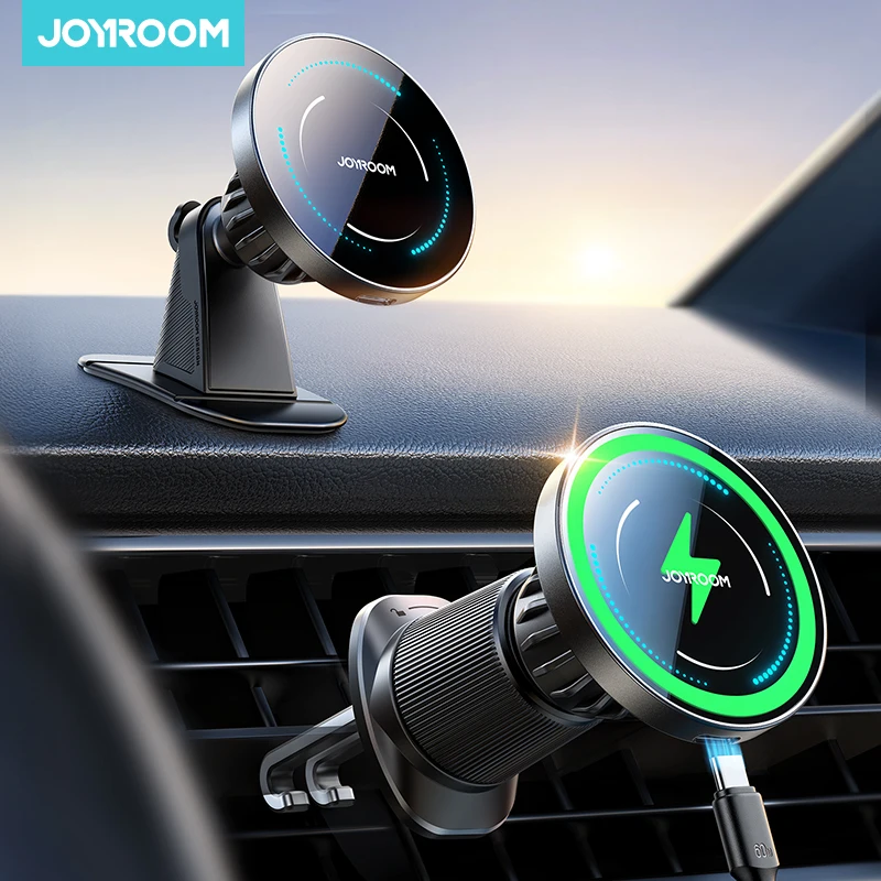 Joyroom Magnetische Auto-Handyhalterung für Armaturenbrett & Lüftungsschlitz mit Kabelloser Ladefunktion für iPhone 16 15 14 13 12 JR-ZS502