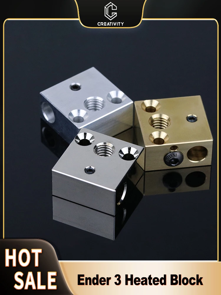 Ender 3 bloc chauffant aluminium/laiton/cuivre plaqué CR10/Ender 3V2/Ender5 bloc chauffant gorge bimétallique pour Ender 3