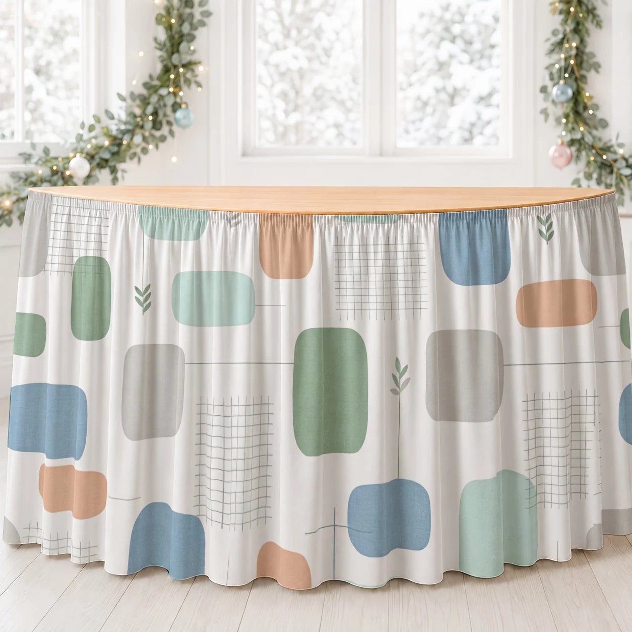 A medieval-modern geometric pattern tablecloth and table skirt for garden parties and casual celebrations - 1 piece