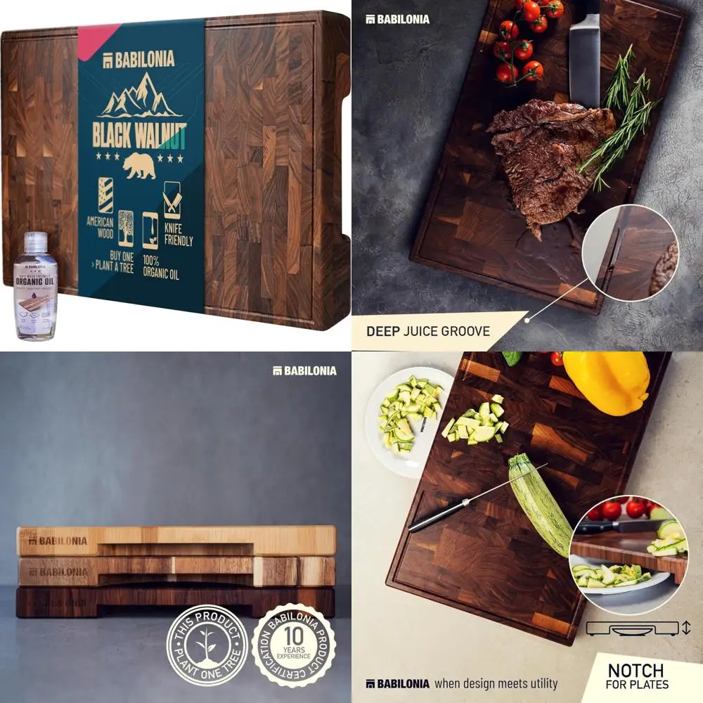 

Thick 1.7 Inch End Grain Wood Cutting Board, Premium Quality Heavy Duty Butcher Block for Professional Use