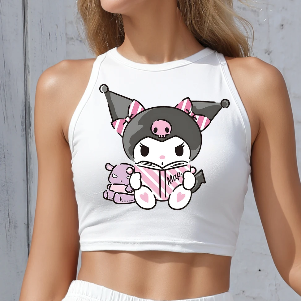 

SHOUJO CLOTHES KUROMI off shoulder crop top summer women TOPS WOMAN 2025 O-neck Hot Tees T-shirts