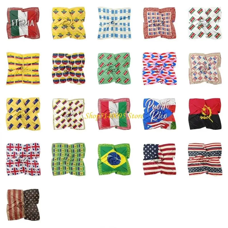 

DXAE Soccer Cup Flag Print Polyester Scarf 90X90Cm for Sports & Travel