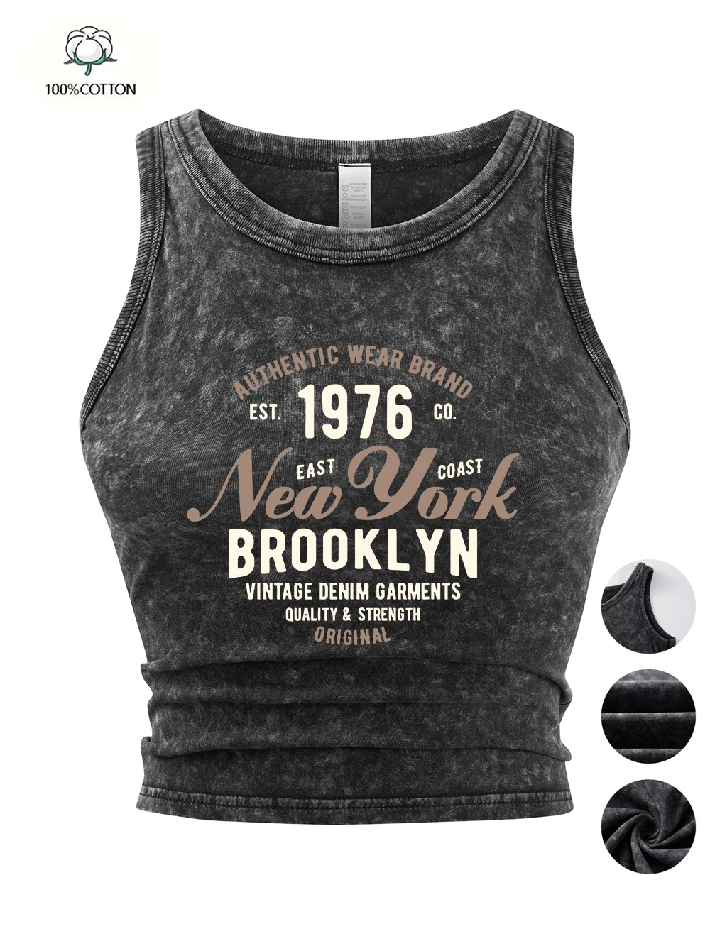 New York Brooklyn Est 1976 Drucke Tank Tops Sommer Frauen Baumwolle Gewaschene T-Shirts Dünne Enge Distressed Streetwear Casual Kleidung