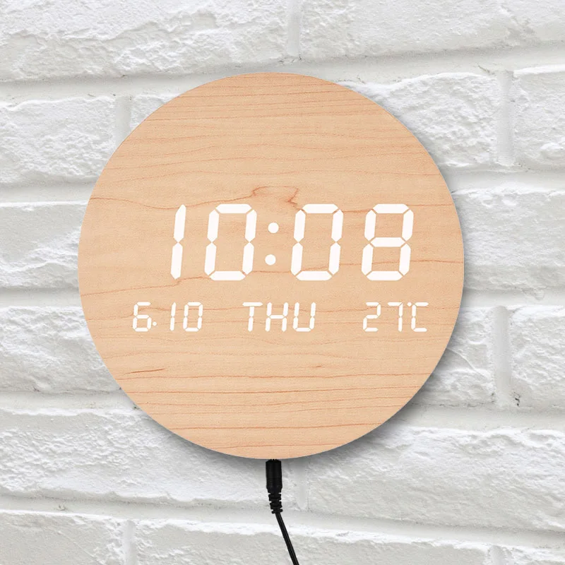 Unique Style Wall Clock For Durable And Stylish Wall Decor Lightweight Easy To Read Digital Wall Clock Alarm Clock beige