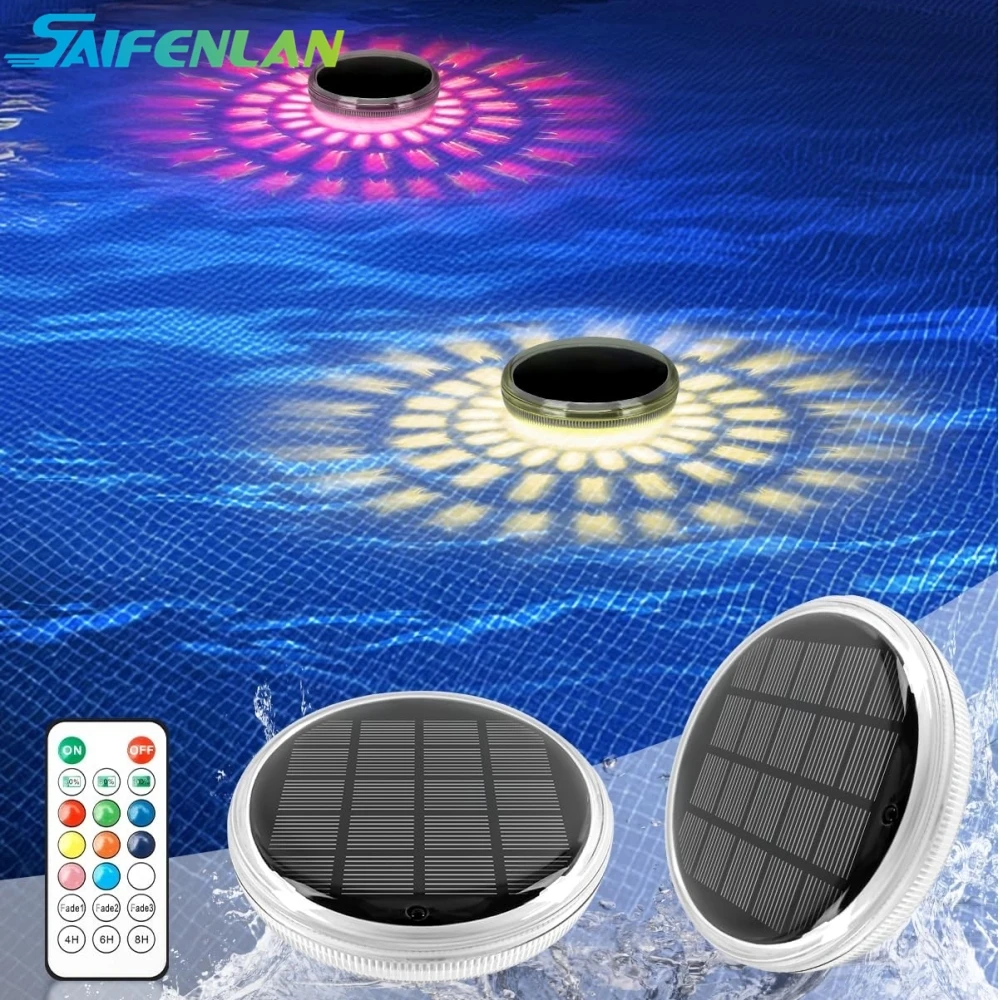 Solar Floating Pool Lights RGB Color Changing Pool Floating Light LED Solar Pool Lights for Pool Wedding Path Party Decoration