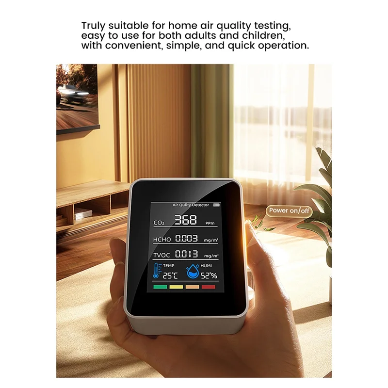 JABS-مراقبة جودة الهواء 5 في 1 كاشف جودة الهواء C02 كاشف HCHO TVOC تستر LCD جهاز قياس درجة الحرارة والرطوبة