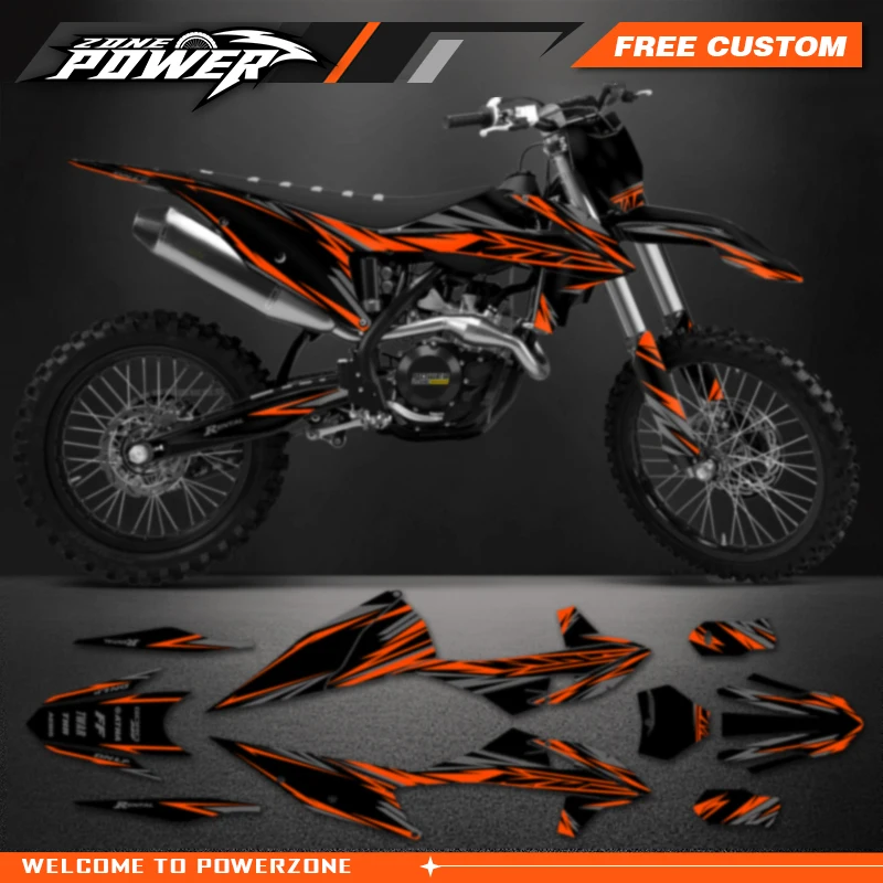 Powerzone Custom Team Graphics Decals Sticker Kit for KTM EXC EXC-F 2020 2021 2022 2023 SX SXF 2019 2020 2021 2022 136