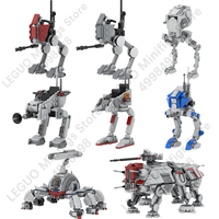 MOOXI Sci-Fi Movies Space Wars Interstellar Walking Mech Droids DIY Diorama For Adult Building Blocks Set Children Toy MOC Brick